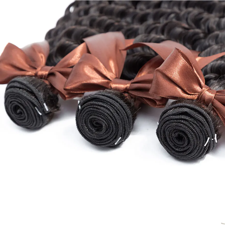 Листок клевера 3 Связки с синтетическое закрытие волос Малайзии не волосы remy