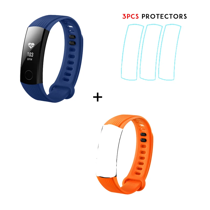 Смарт-браслет huawei Honor Band 3 для плавания 5ATM 0,9" OLED экран Сенсорная панель монитор сердечного ритма Push Message - Цвет: Blue n strap