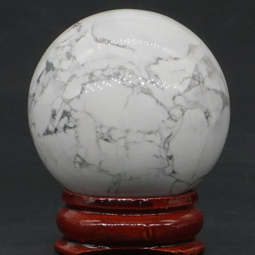 

Natural White Howlite Turquoise Ball Mineral Quartz Sphere Hand Massage Crystal Ball Healing Feng Shui Home Decor Accessory 40mm