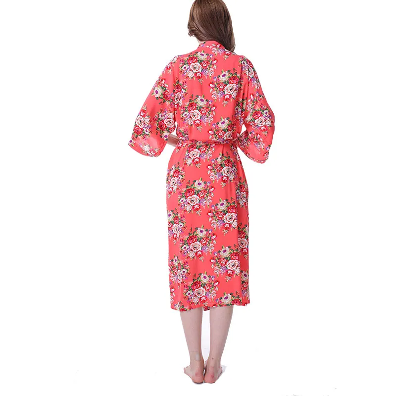 Vestido Longo, цветочное кимоно, халат, Batas De Algodon, пижамы, хлопковый Халат, одежда для сна и халат, женский ночной халат