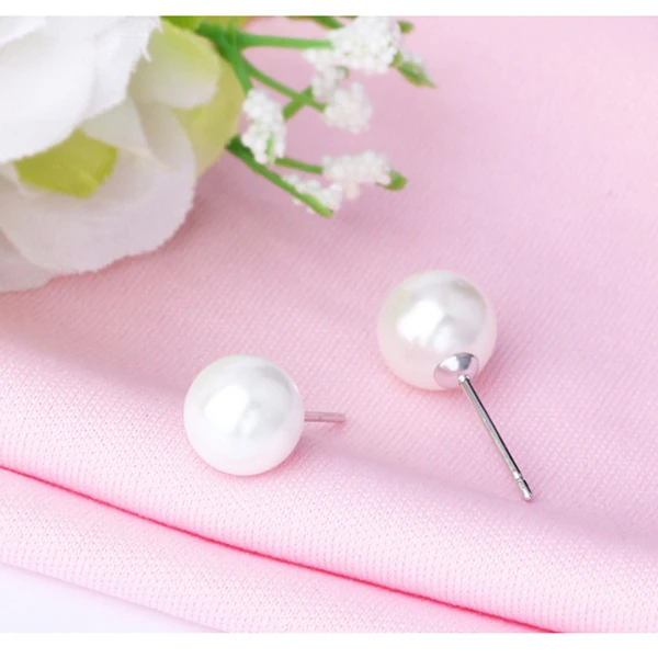Женские серьги гвоздики с имитацией жемчуга 8 или 10 мм 1 пара|Серьги-гвоздики| |