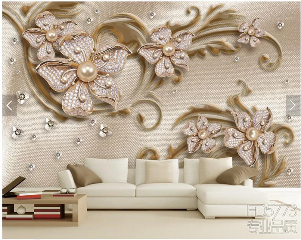 3d обои на заказ простые ювелирные украшения цветочные фрески для гостиной
