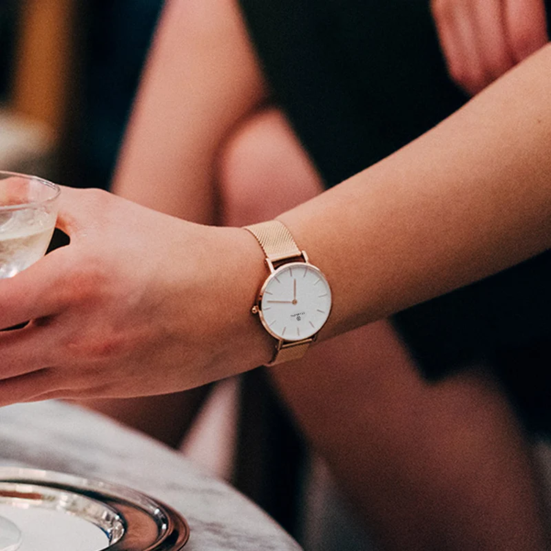 STARKING New Brand Couple Watches For Lovers Gift Black Gold Mesh Stainless Steel Quartz Analog 30M Waterproof Casual Watch | Наручные