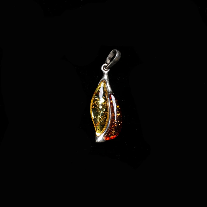 JIUDUO 925 Sterling Silver Amber Pendant Necklace Classic Natural Women's Long Yellow and Red Necklaces | Украшения и