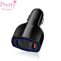 type c qc 3 0 usb car charger 3 port car charger for universal mobile phone 3 5a output fcc ce rohs certification