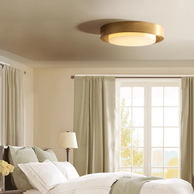 Нордический постмодерн круглый потолочный светильник из меди золотого цвета, роскошный светильник для прихожей, спальни и столовой, настенный светильник с LED-лампой.