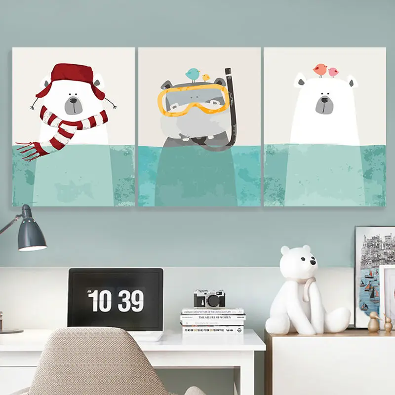 Раскраска по номерам милый медведь Модульная картина цифровая сделай сам маслом