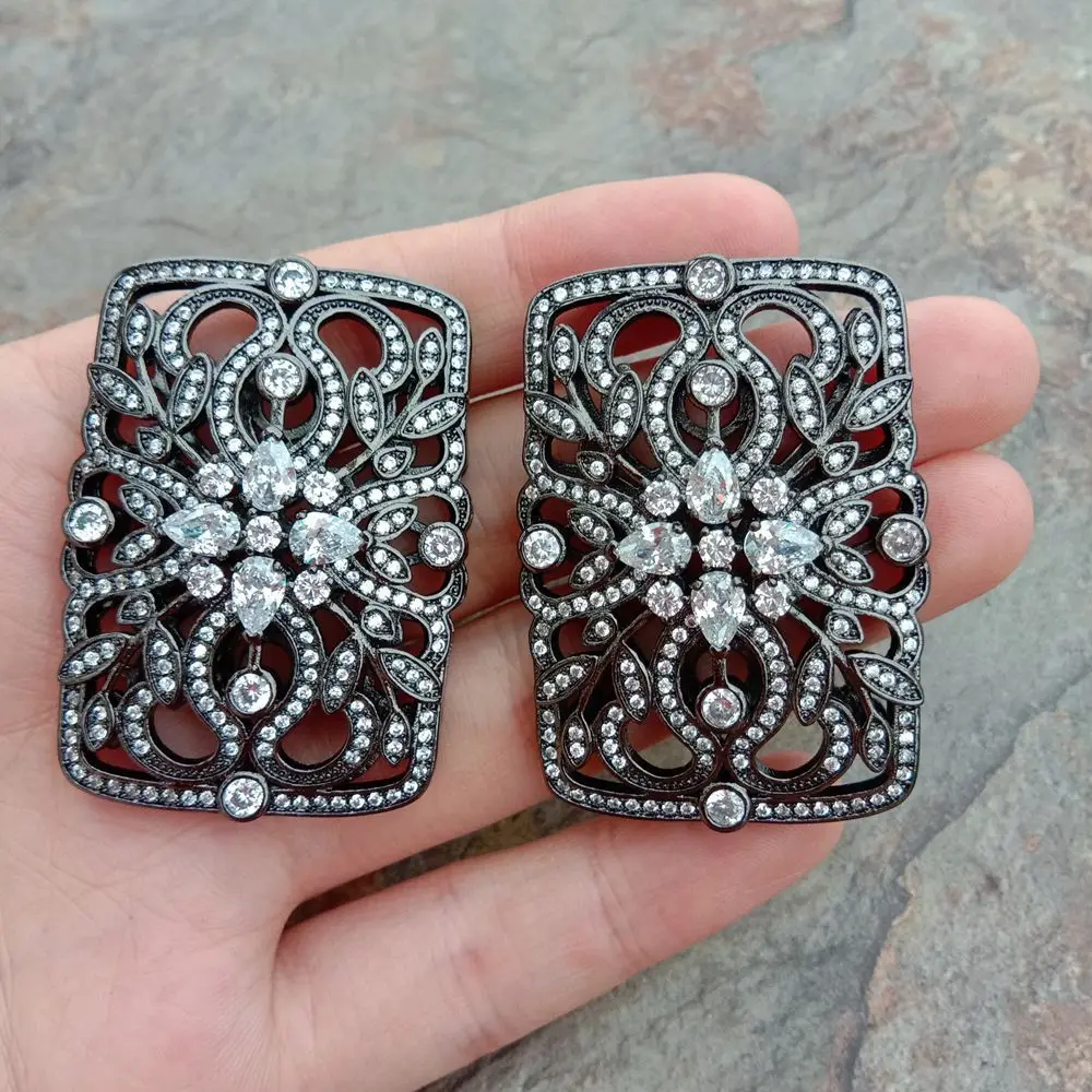 1 шт. 30x45 мм позолоченный Cz микро прямоугольный разъем DIY ювелирных изделий