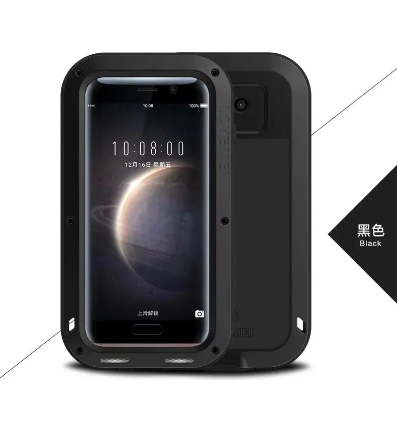 LOVEMEI чехол для экстремальных условий для huawei Honor Magic чехол алюминиевый металл+ стекло+ ТПУ Honor Magic чехол Защита от падения - Цвет: Black