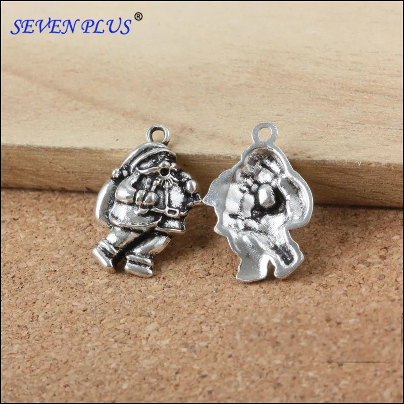 

Newest Good Quality 50 PCS/Lot 15mm*22mm antique silver plated Santa Claus Christmas Charms For DIY