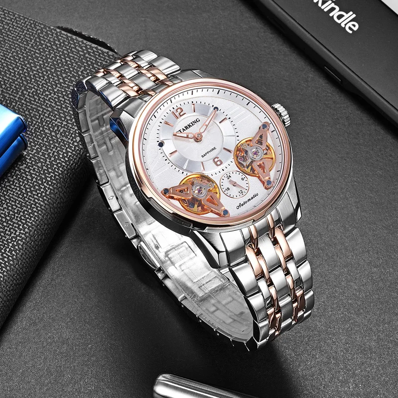 STARKING высококачественные мужские часы из нержавеющей стали цвета розового золота