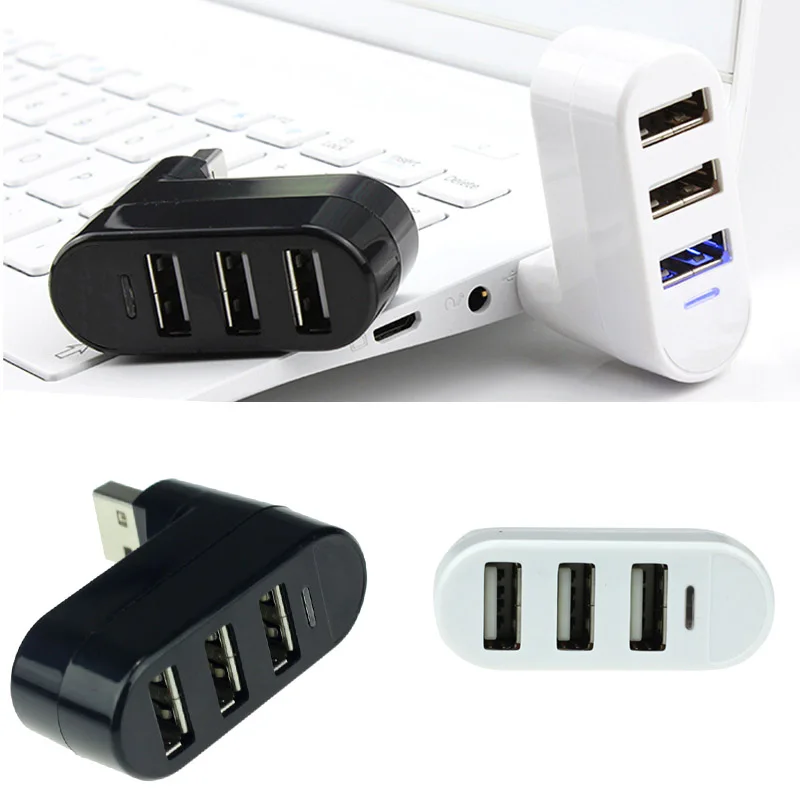 3 порта концентратор USB 2 0 Мини Поворотный сплиттер адаптер для ПК ноутбука