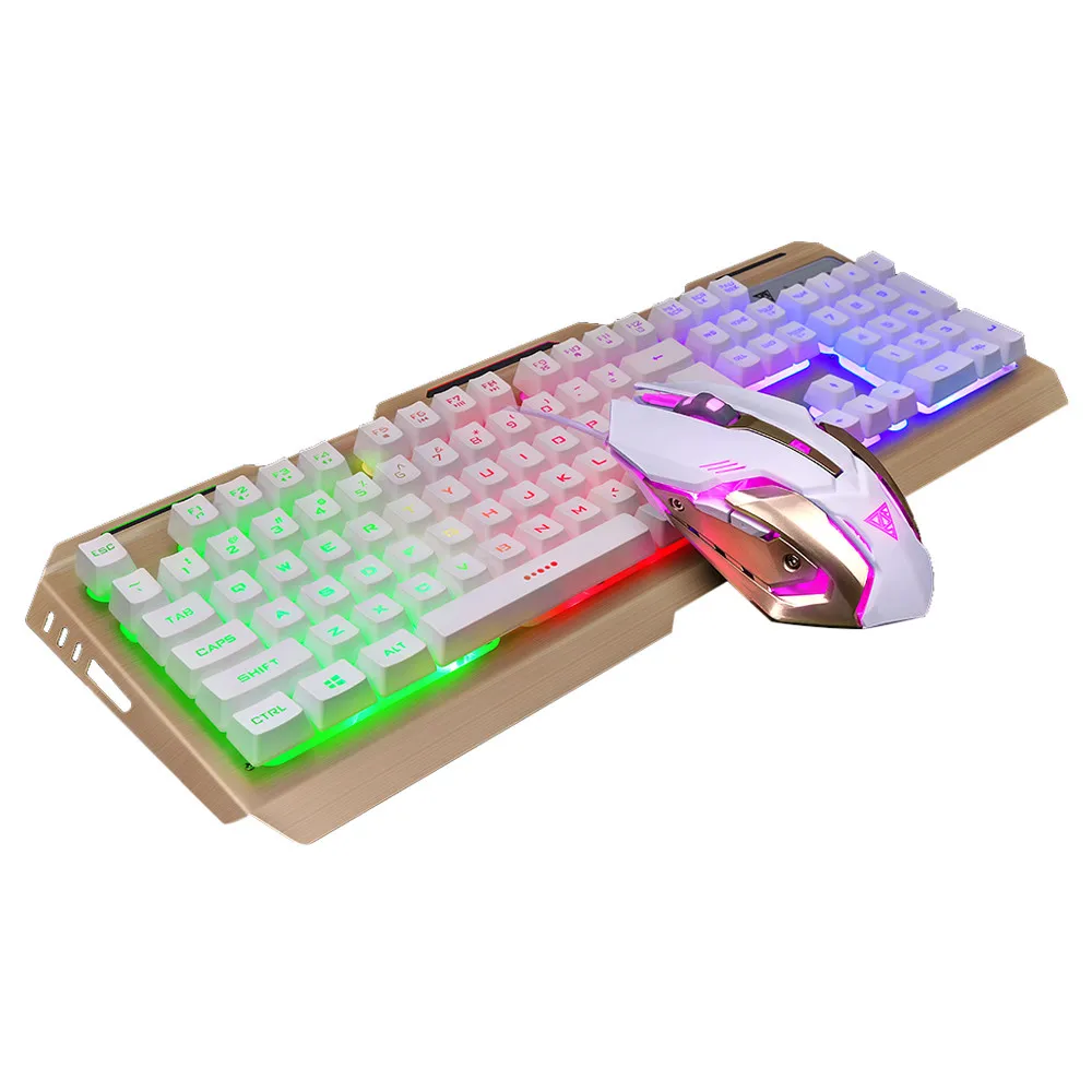 Игровая клавиатура Механическая клавиатура и мышь V1 104 ключ USB Проводная RGB светодиодный подсветка Механическая компьютерная клавиатура с подсветкой# es