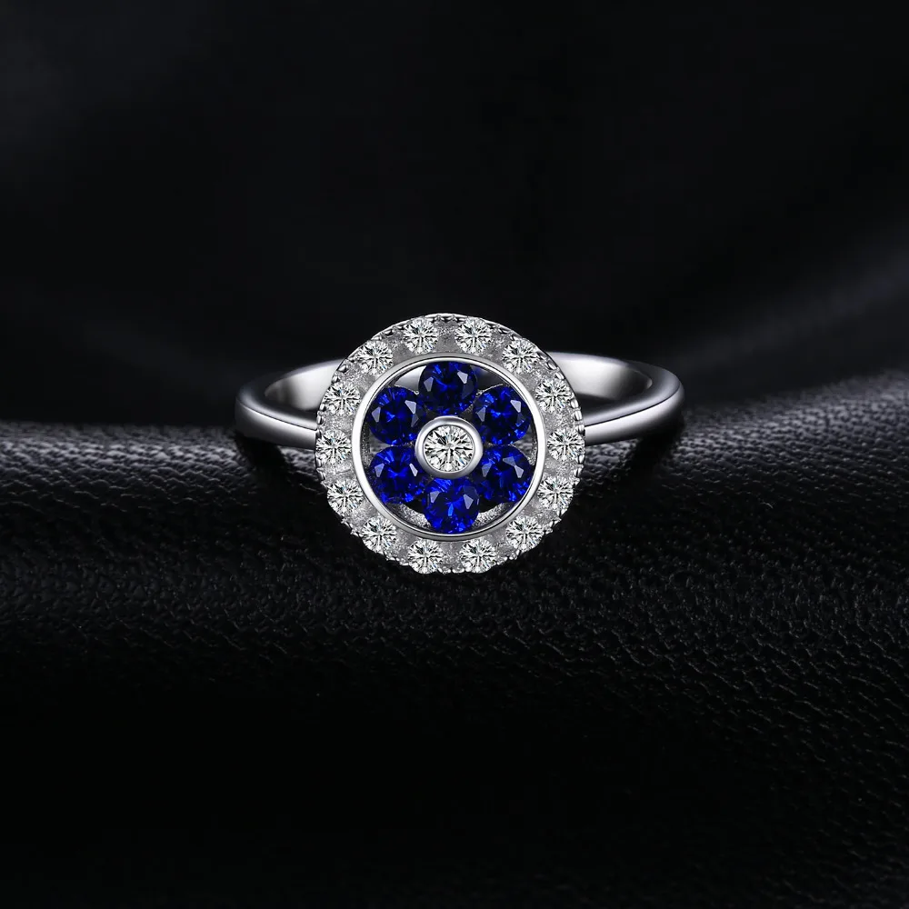 Jewelrypalace модные 0.72ct круглый создан синий шпинель цветок Юбилей кольцо для Для женщин 925 серебро классические ювелирные изделия