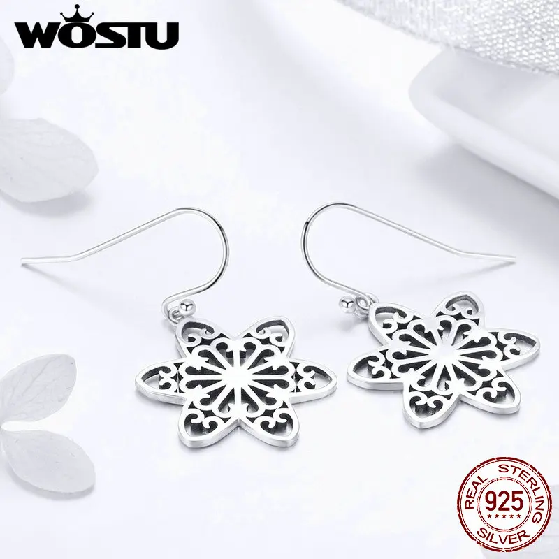 WOSTU/Лидер продаж серьги-капли из стерлингового серебра 925 пробы со снежинками для