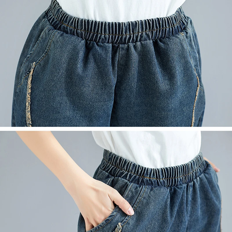 Синие винтажные женские джинсы 2019 осенняя мода свободная уличная одежда