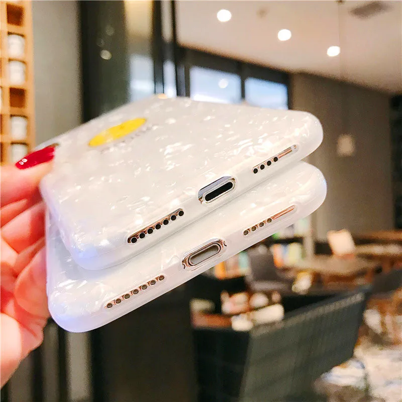 Shell grain super cute Cartoon smiling face IMD soft shell white phone Case For Apple iphone 6 6s 7 8 Plus X XS XR MAX case |