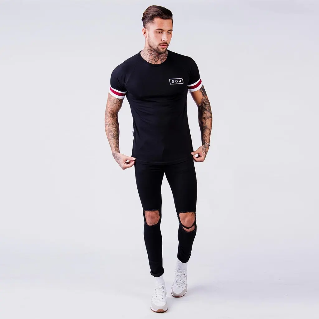 Тренд приталенный хип-хоп Топ футболки летняя мужская повседневная футболка в