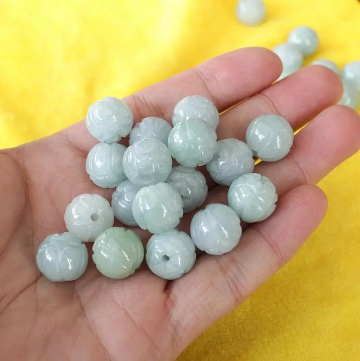 Подлинный зеленый нефритовый браслет с бусинами сертифицированный 8-12 мм AA -