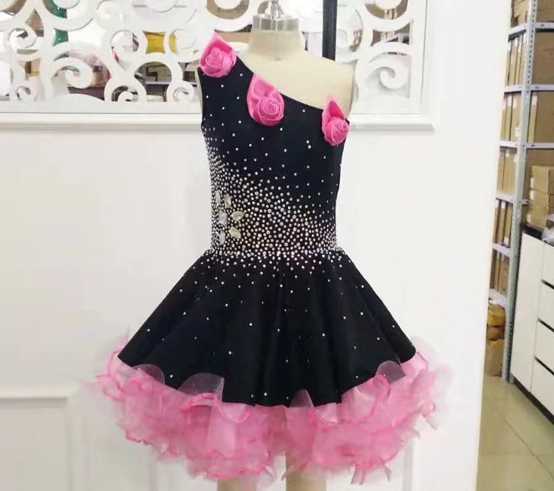 Латинский танец конкурс юбка Новинка 2017 года Дизайн бриллиантами Elengant Пышное