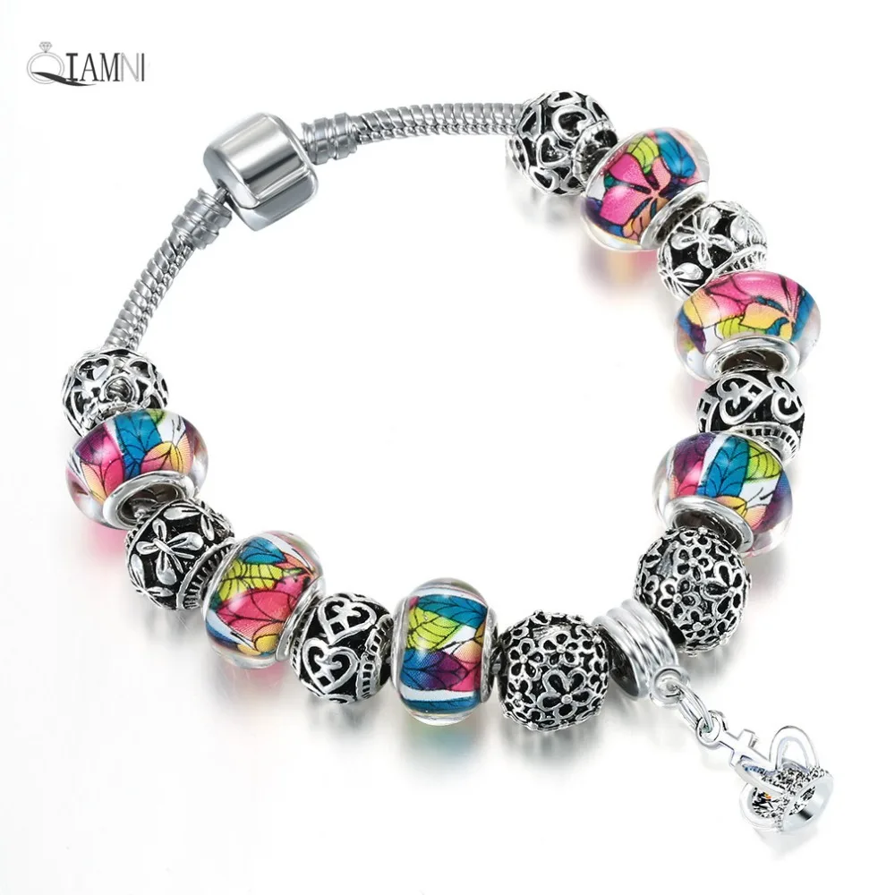 QIAMNI DIY ювелирные изделия ручной работы красочное Муранское Стекло Сердце Бусины