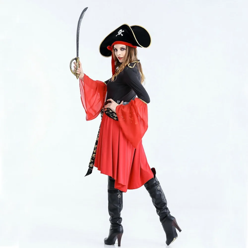 

Free shipping Women Pirate dress 2018 New Halloween Costume Suit adult Cosplay dance party uniform
