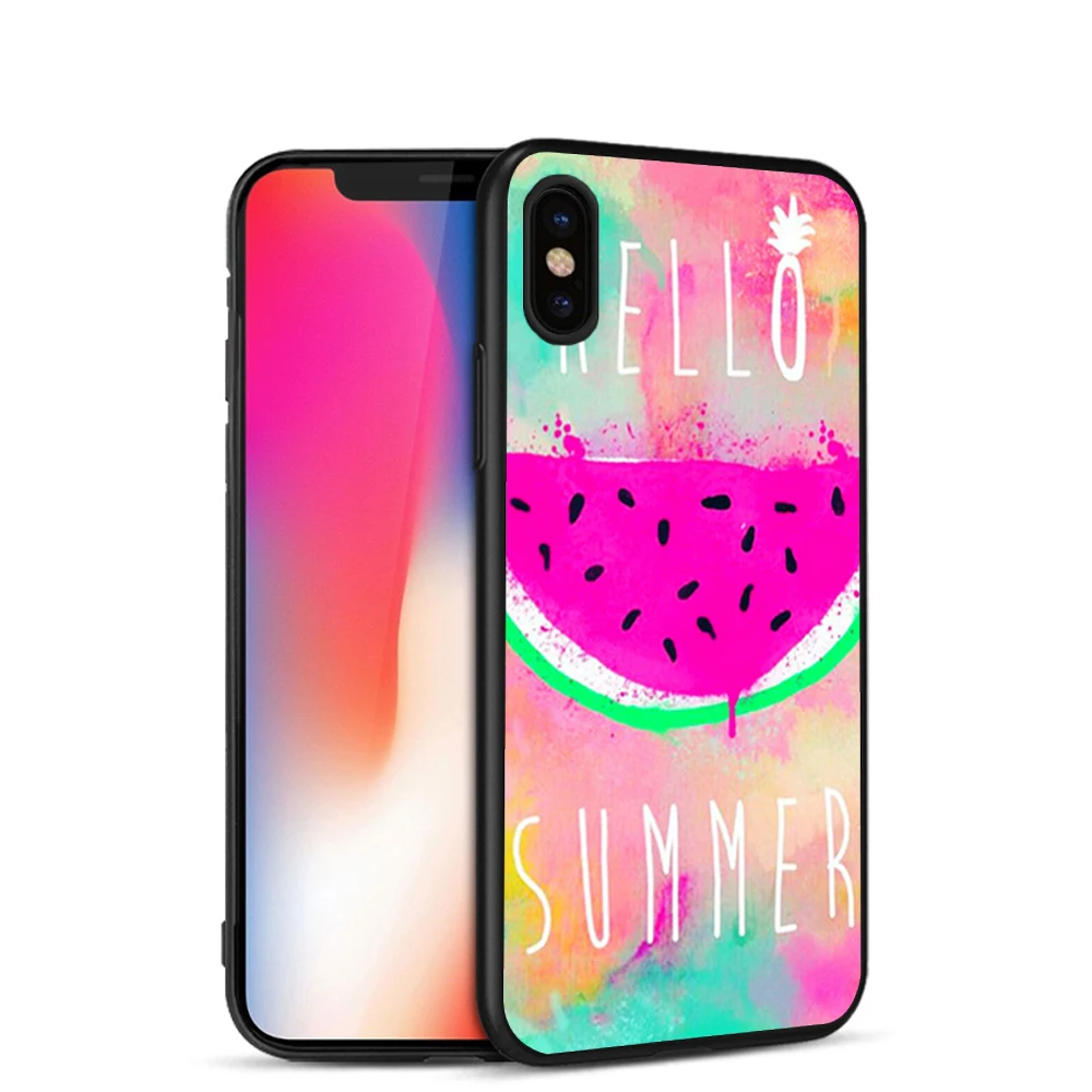 Hello Summer Watermelon Soft Silicone Case for iPhone X 5 S 5S XR XS Max 6 6S 7 8 Plus Cover Phone Fundas Capinha | Мобильные