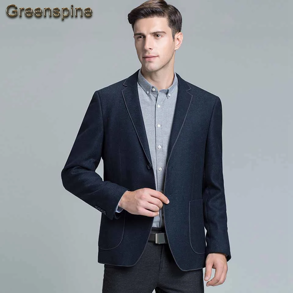 Новый Для мужчин модные Блейзер Бизнес Повседневное Slim Fit пиджак мужской пальто