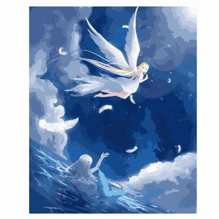 angel Painting DIY Рисование на холсте для украшения стен, краска по номерам 40x50 см, спортивный автомобиль, набор для рисования цифр для взрослых - Цвет: angel Painting