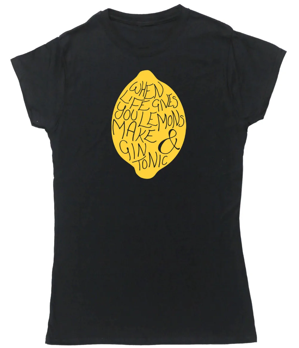Women Tops when life gives you lemons make gin and tonic t-shirt fitted short sleeve womens | Женская одежда