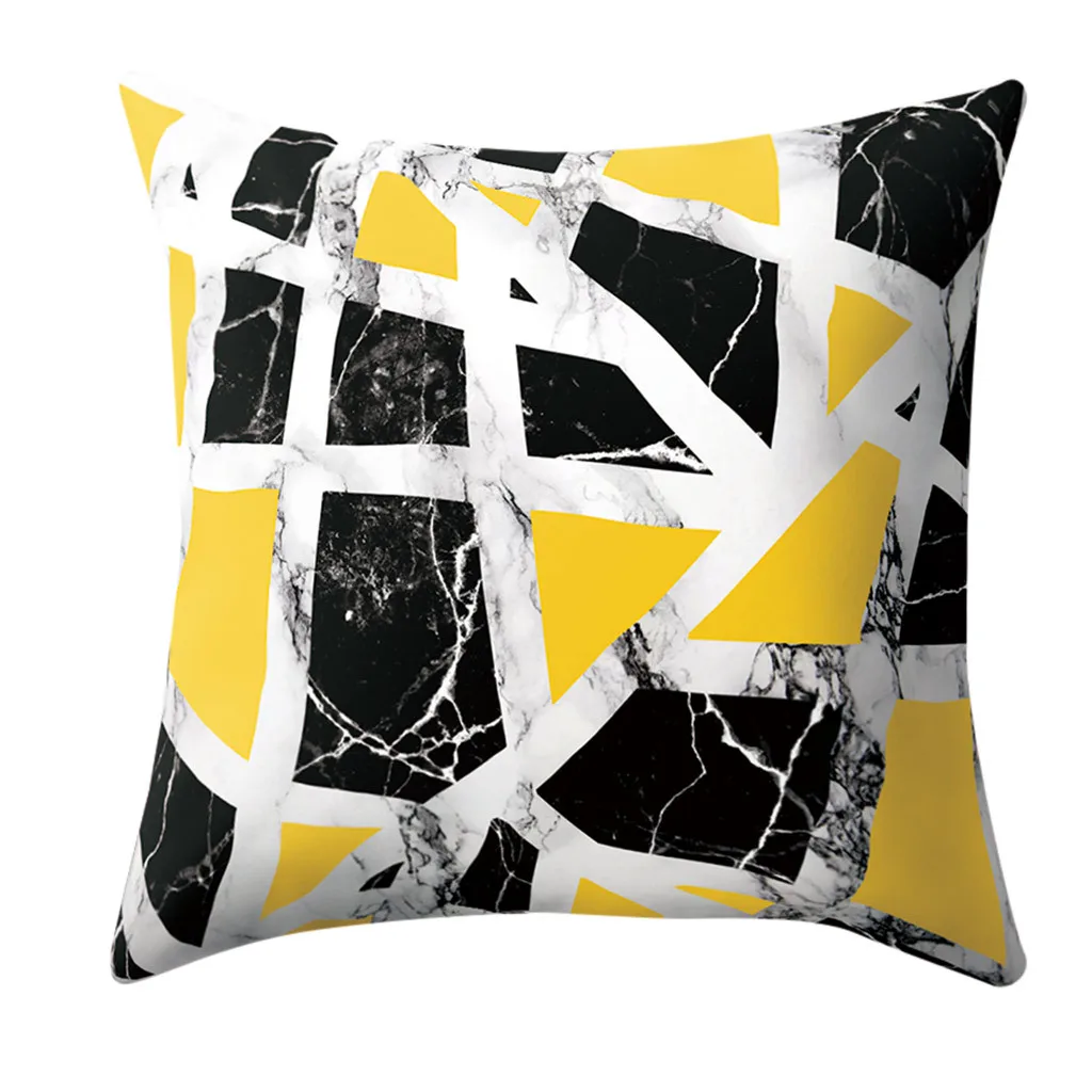 Желтый чехол для подушки с геометрическим рисунком 45х45 см наволочка объятий из