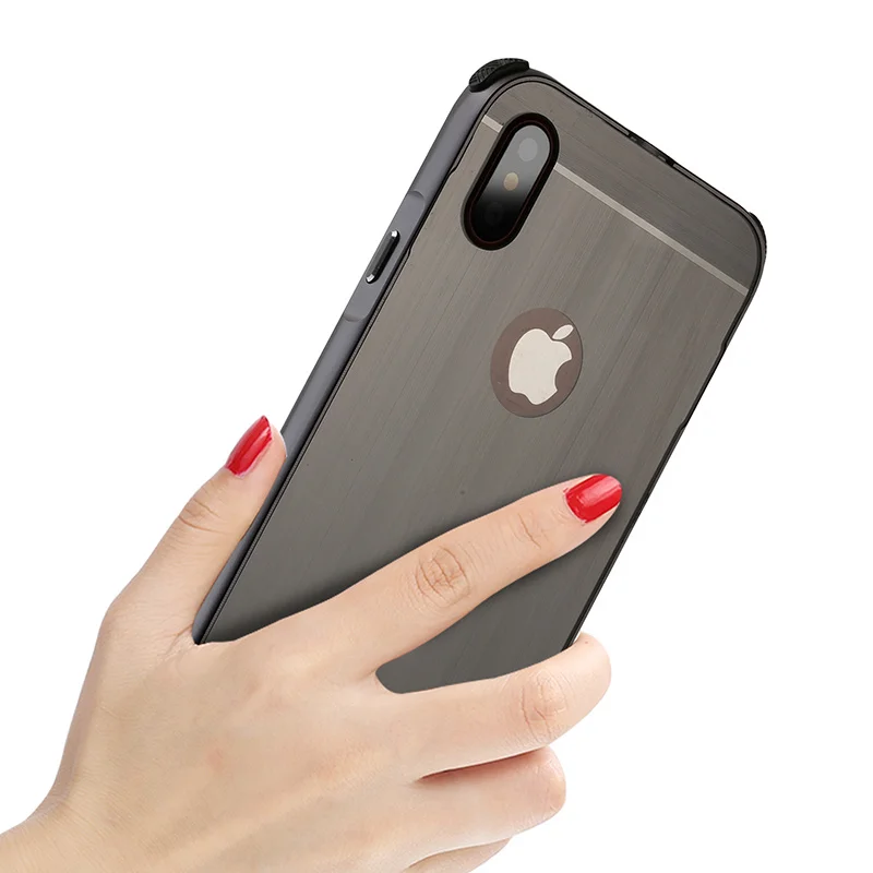 For iphone X Case Brushed mirror Back Cover for iphoneX Plating Aluminum Metal Frame Phone Bag |