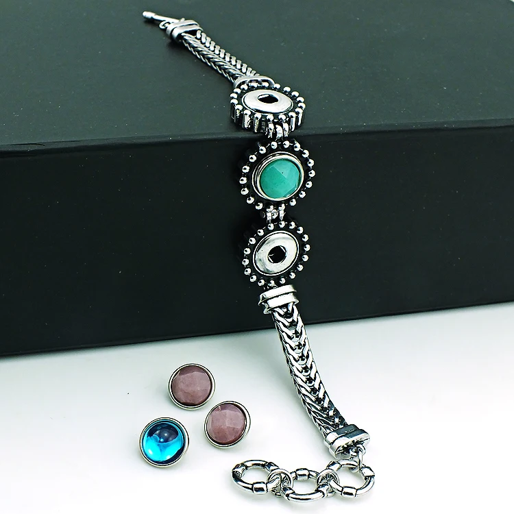 Бренд jinglang Новая мода обмен 12 мм три кнопки Бесконечность Ссылка Браслеты