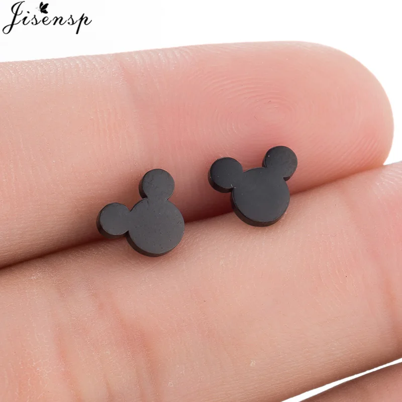 black earrings Jisensp браслеты с Микки-животными из нержавеющей стали для женщин, повседневные ювелирные изделия, Золотая Бабочка, очаровательный браслет для женщин, свадебный подарок - Окраска металла: black earrings