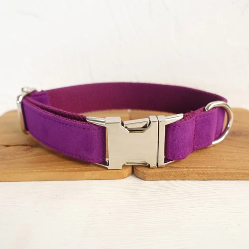 Dog Collar MUTTCO индивидуальный розничный самодизайнерский ошейник для собак, карамельный фиолетовый ручной работы с гравировкой имени питомца, 5 размеров ошейник и поводок для собак UDC029 - Цвет: Dog Collar