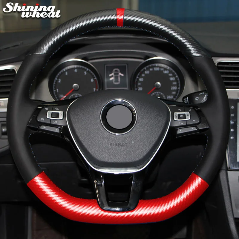 01 BANNIS PU углеродное волокно кожаный чехол на руль для Volkswagen VW Golf 7 Mk7 Polo Jetta Passat B8 Tiguan - Название цвета: 01