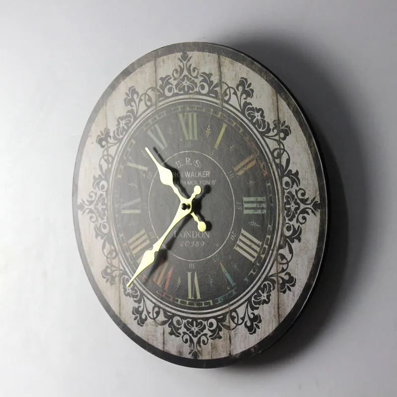 Большие размеры настенные часы винтажные цветочные деревянные кухня