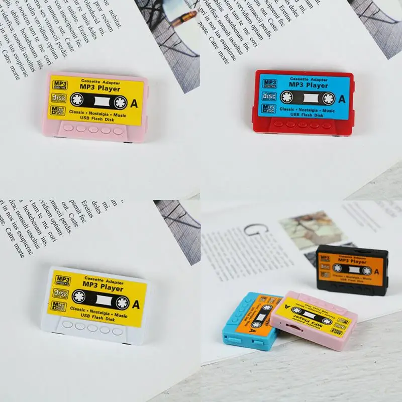 Форма кассеты милые радио мини дети Перезаряжаемый USB порт Ретро MP3-плеер TF карта