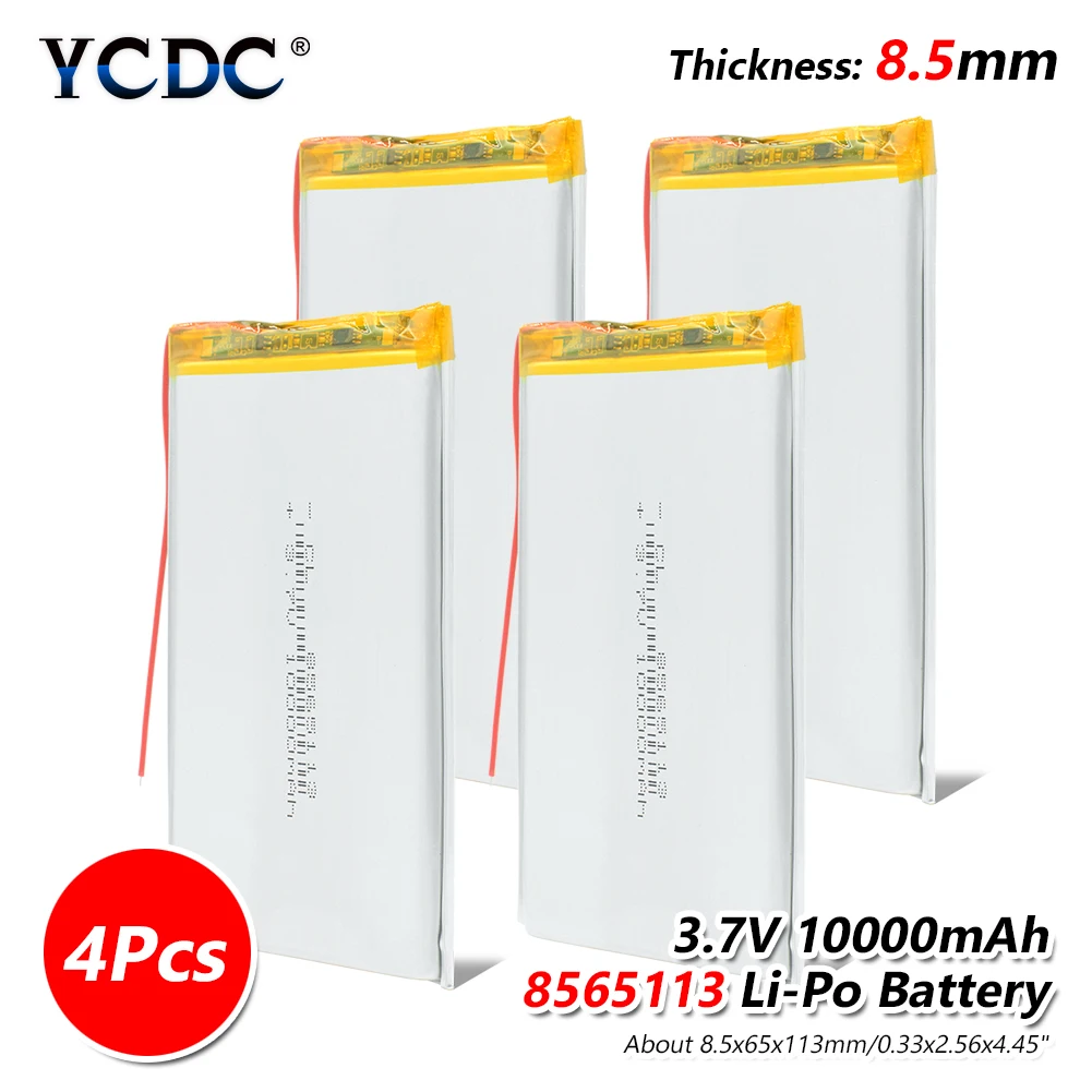 1/2/4 шт 3,7 V 10000mAh Li-Po Перезаряжаемые Батарея 8565113 для планшета резервного копирования Мощность, мониторинг и медицинское оборудование, электрические игрушки - Цвет: 4 x Battery