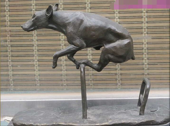 12 &quot подпись бронзовая скульптура препятствия щенок симпатичный препятствие