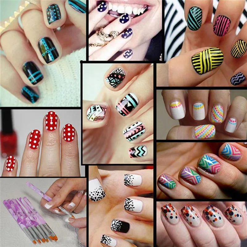 7 шт./компл. Женская плоская Живопись Рисунок лак для маникюра искусственная