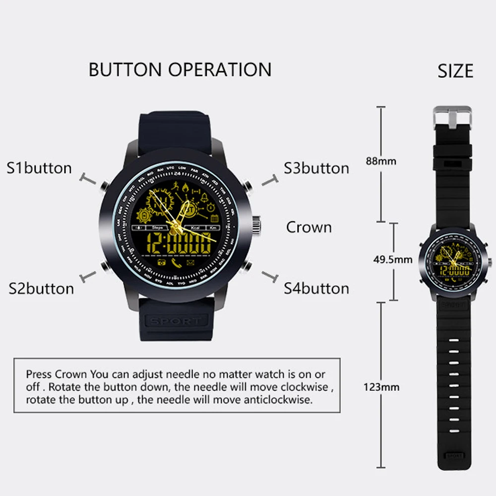 696 DX18 Waterproof GPS Multifunction Smart Watch 1.21 FSTN LCD Heart Rate Monitoring Sleep Monitoring Swim Sport Smart Bracelet