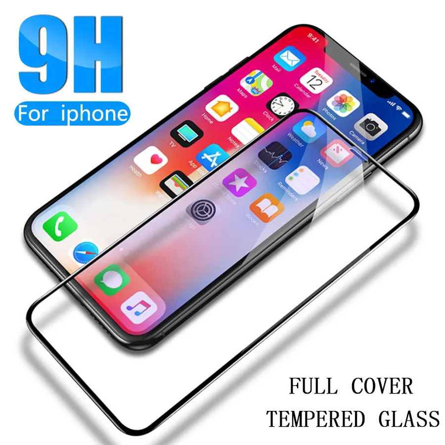 9D протектор экрана для iPhone 6 6S 7 8 Plus стекло полное покрытие закаленное X XR XS MAX