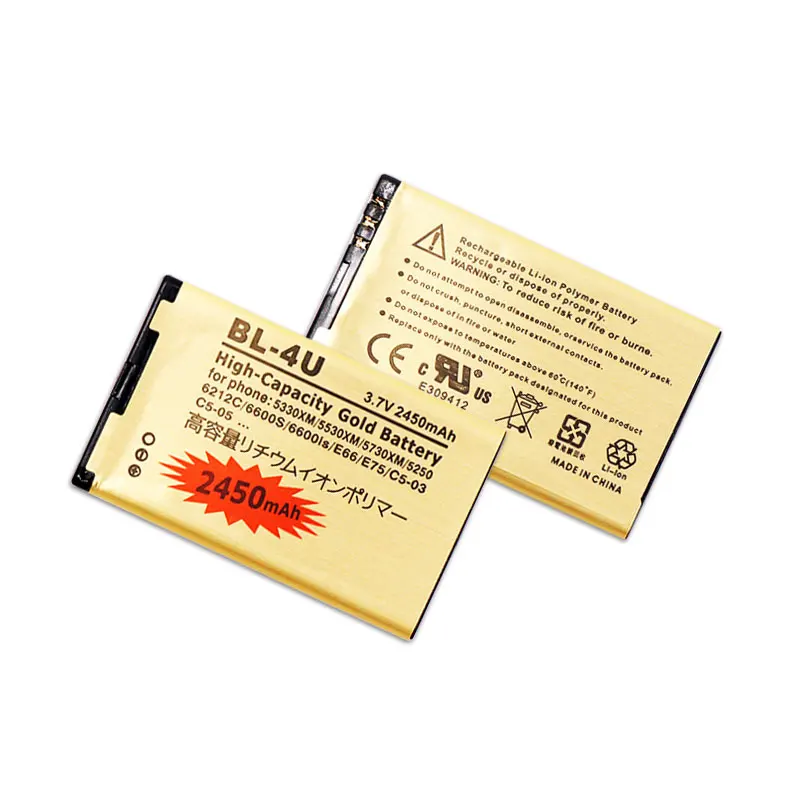 10 шт./лот Золотой Батарея BL 4U для Nokia 301 500 5250 5330 5530 5730 6600 C5 03 E66 4U|Аккумуляторы
