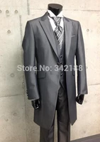new arrival long grey one button groom tuxedos best man peak lapel groomsmen men wedding suits bridegroom jacketpantsvest