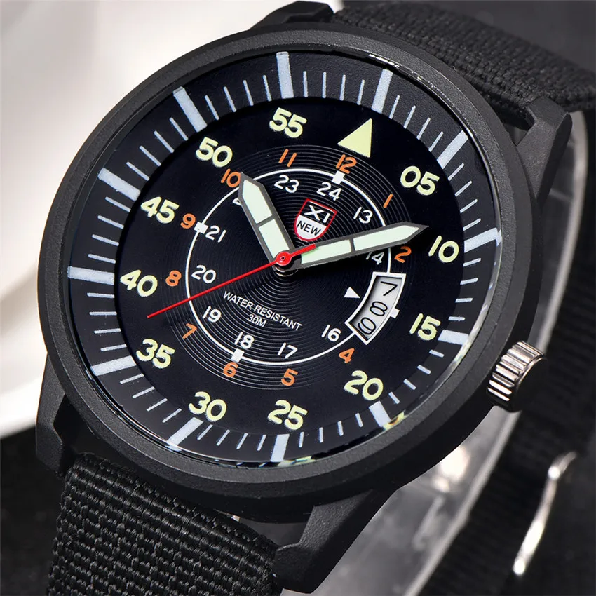 

Mens Cheap Watches Men's Nylon Band Date Quartz Watch Men Fashion Analog Business Clock Sports Military Hours relogio masculino