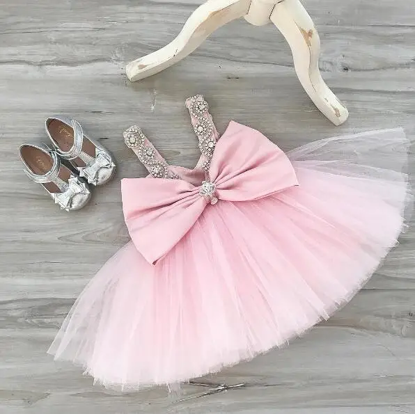 Sexy backless V-neck toddler girl blush pink evening party prom dress baby tutu birthday dresses crystal rhinestone sparkly gown | Детская