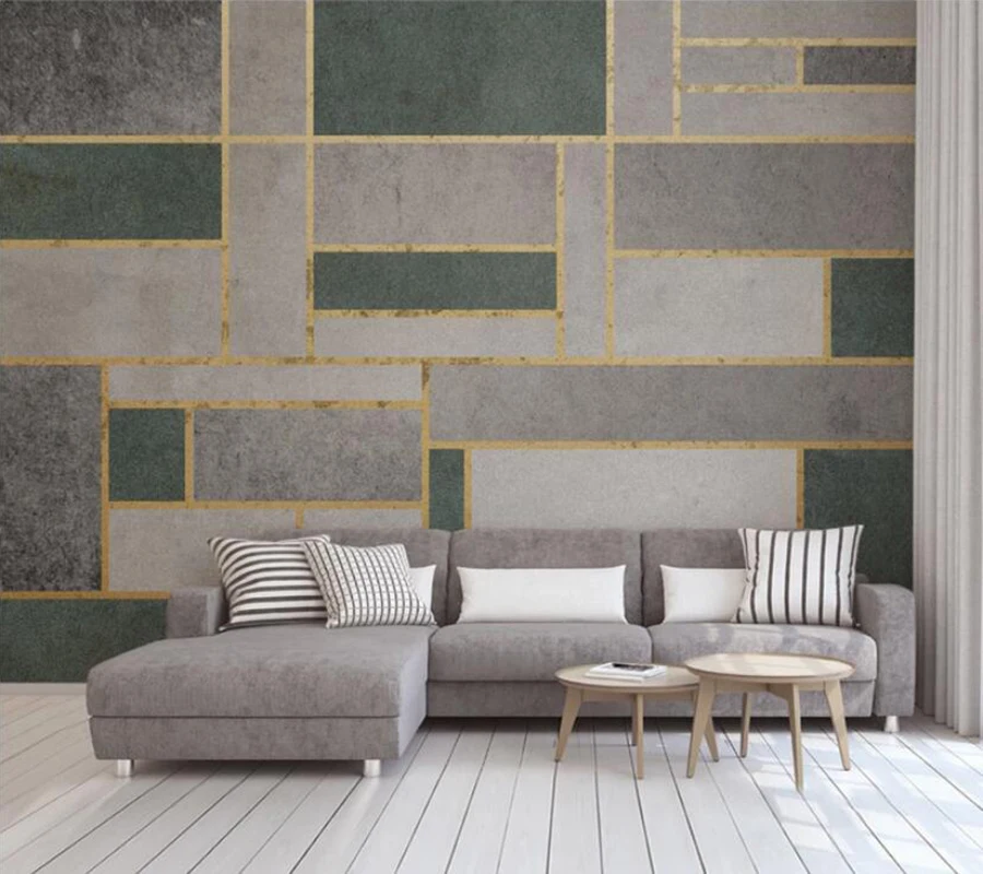 Decorative wallpaper Modern minimalistic geometric golden tv background wall | Обустройство дома
