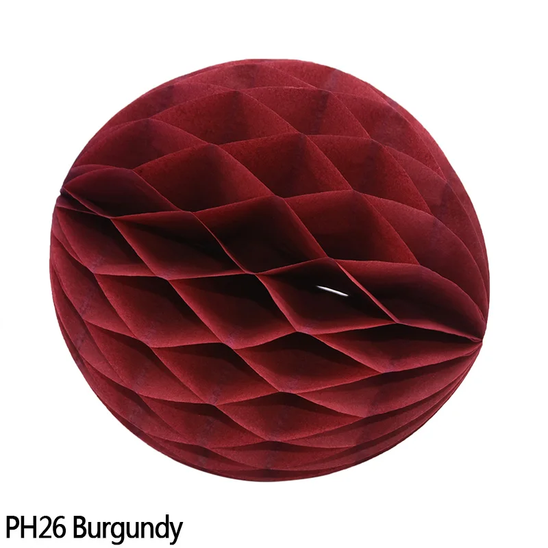 H26 burgundy 10 шт 2'-12 ''сотовые шарики круглые ткани круглые подвесные бумажные фонари ремесло для свадьбы или «нулевого дня рождения» вечерние рождественские украшения - Цвет: H26 burgundy