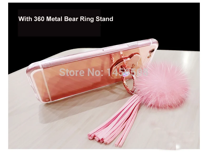 Soft Mirror Case For Huawei P30 P8 P9 P10 P20 Lite Mate 10 20 Pro Nova 2 Plus 3 3i Bear Ring stand Fax Hair Ball Cover |